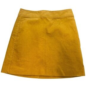 J.Crew Corduroy Mini Skirt Mustard Yellow A-Line BOHO Size 0